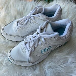 Fila White and Blue Lace Up Running Training Sneakers